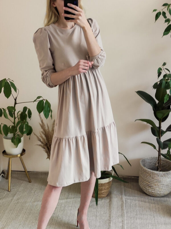 Malva - bawełniana luźna sukienka na długi rękaw