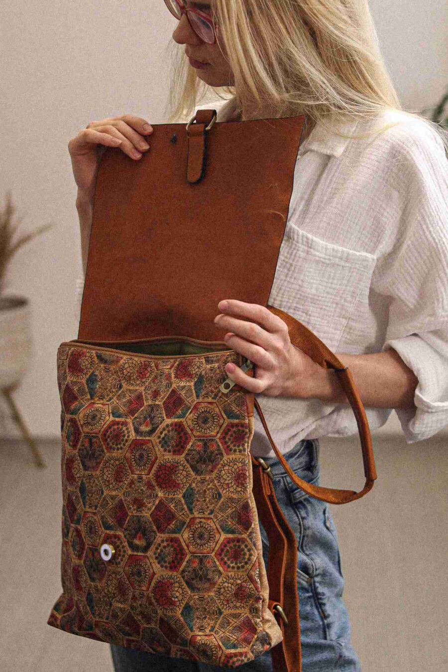 Stachys annua - korkowy plecak - torebka