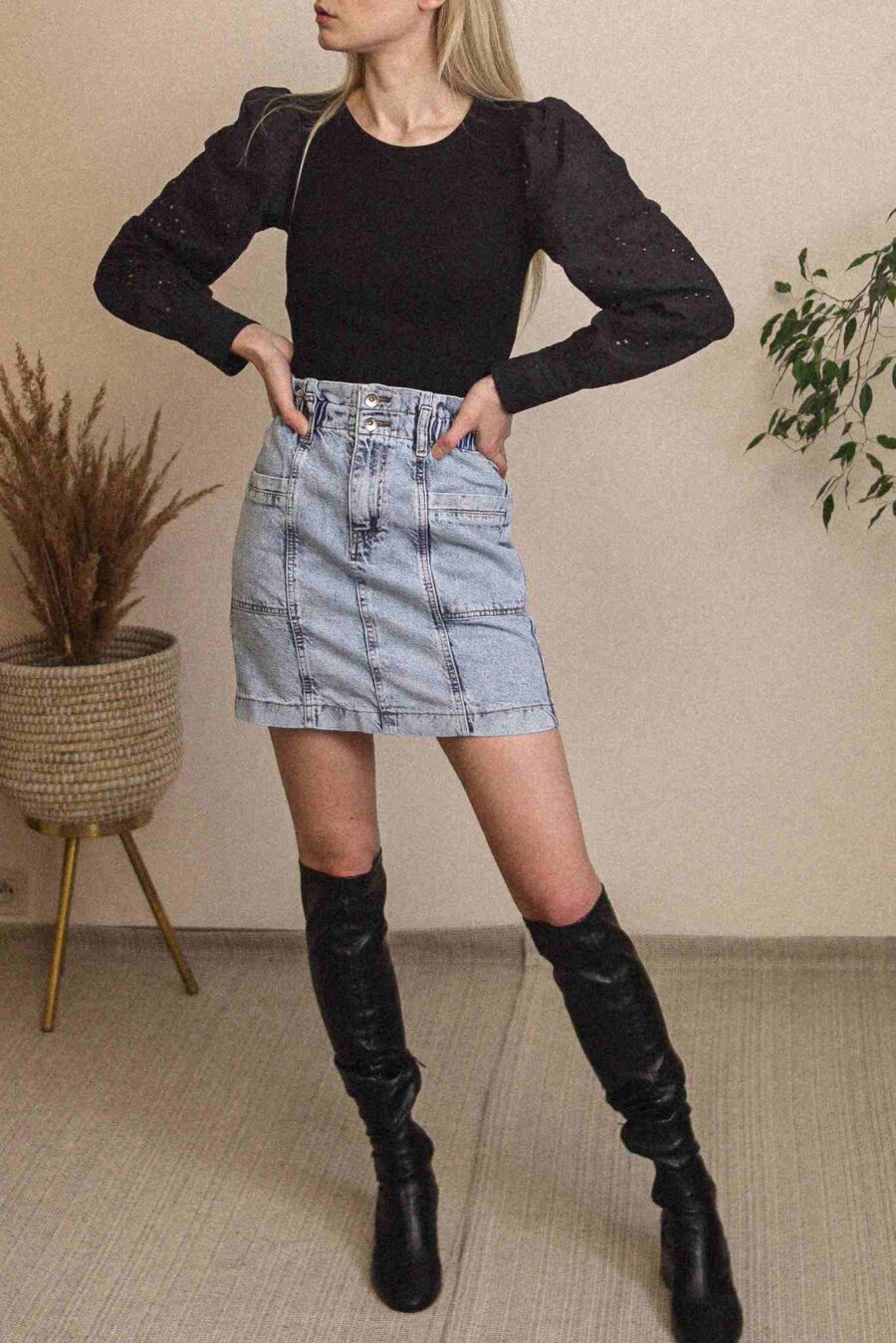 Melica - jeansowa spódniczka z wysokim stanem
