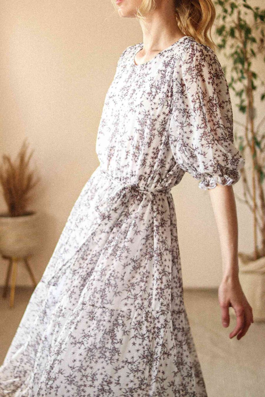 Calluna Print - luźna sukienka z paskiem