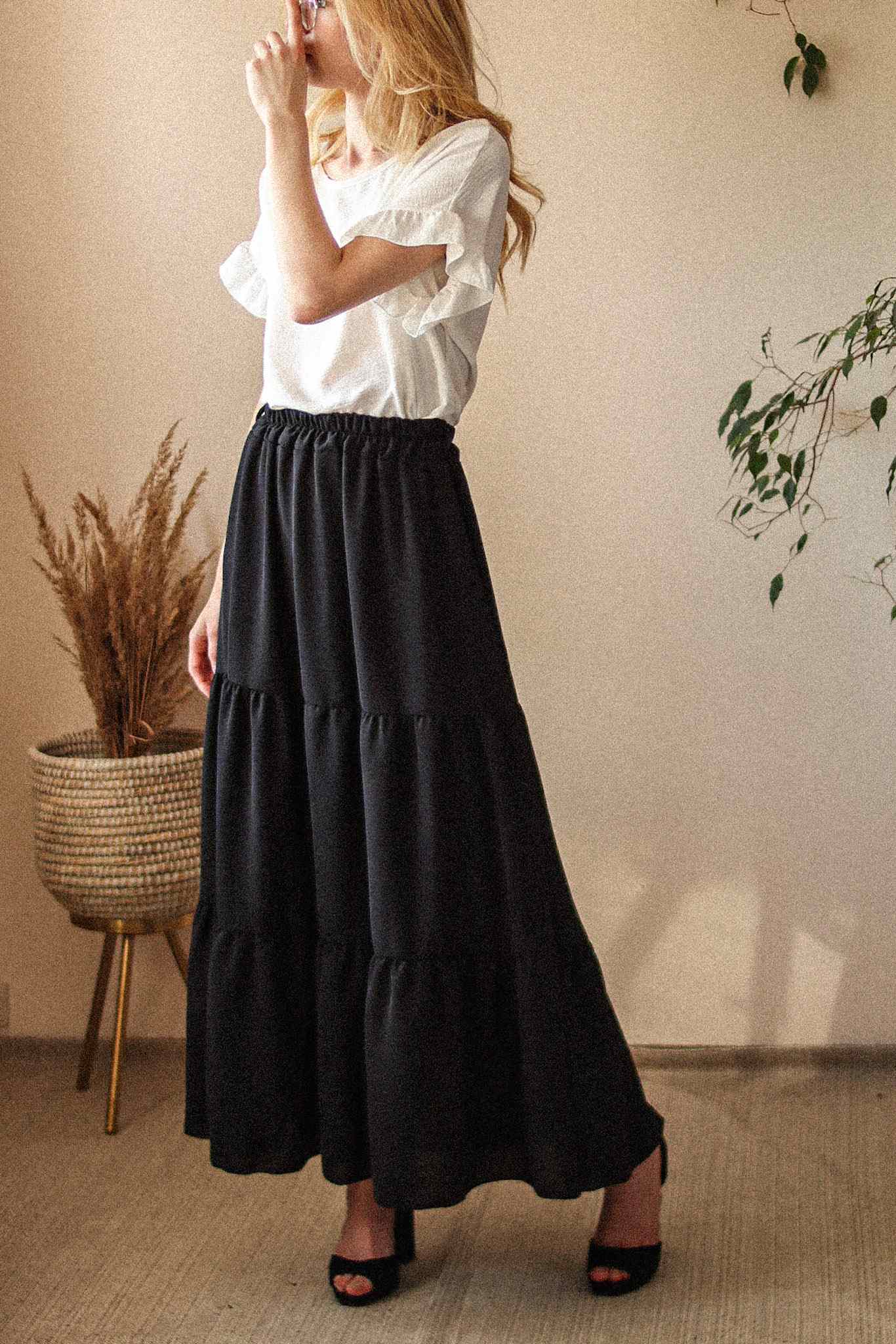 Glega Skirt - długa spódnica z paskiem