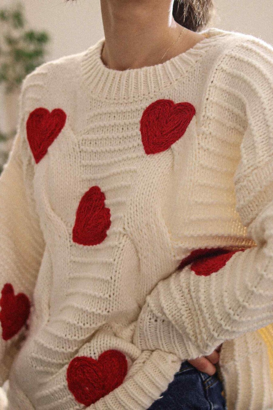 Sicyos - sweter w serca oversize