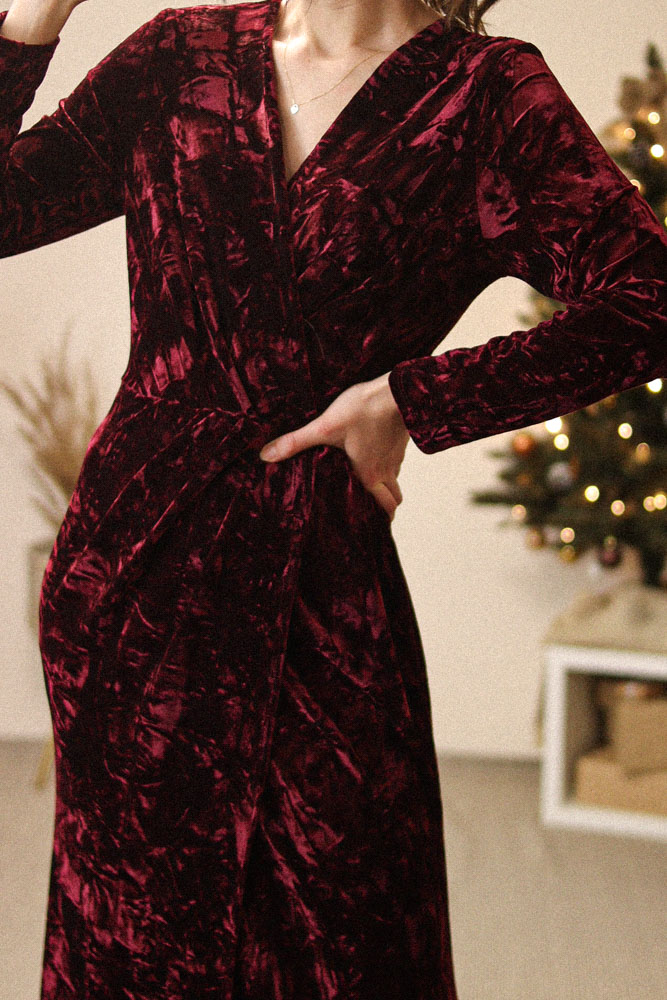 Ricca - welurowa maxi z rozcięciem