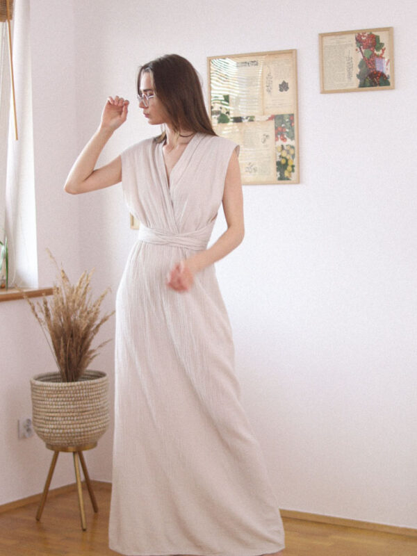 Matricaria - muślinowa sukienka maxi z wiązaną górą