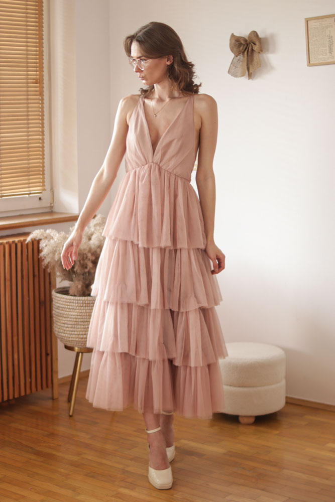 Aira - długa, tiulowa sukienka z głębokim dekoltem-20 Aira - długa, tiulowa sukienka z głębokim dekoltem