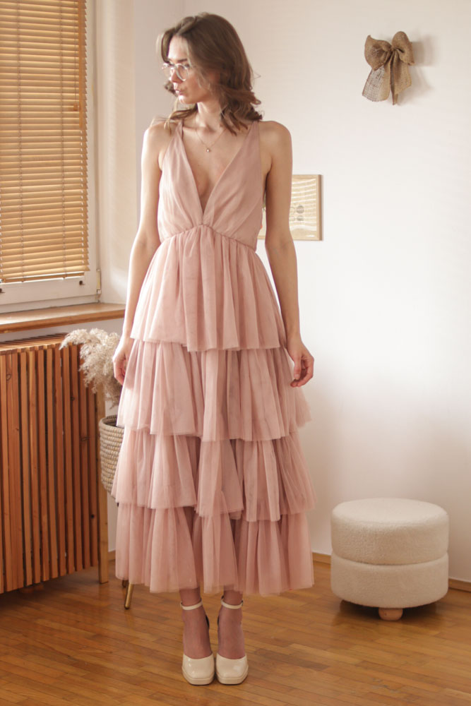 Aira - długa, tiulowa sukienka z głębokim dekoltem-24 Aira - długa, tiulowa sukienka z głębokim dekoltem