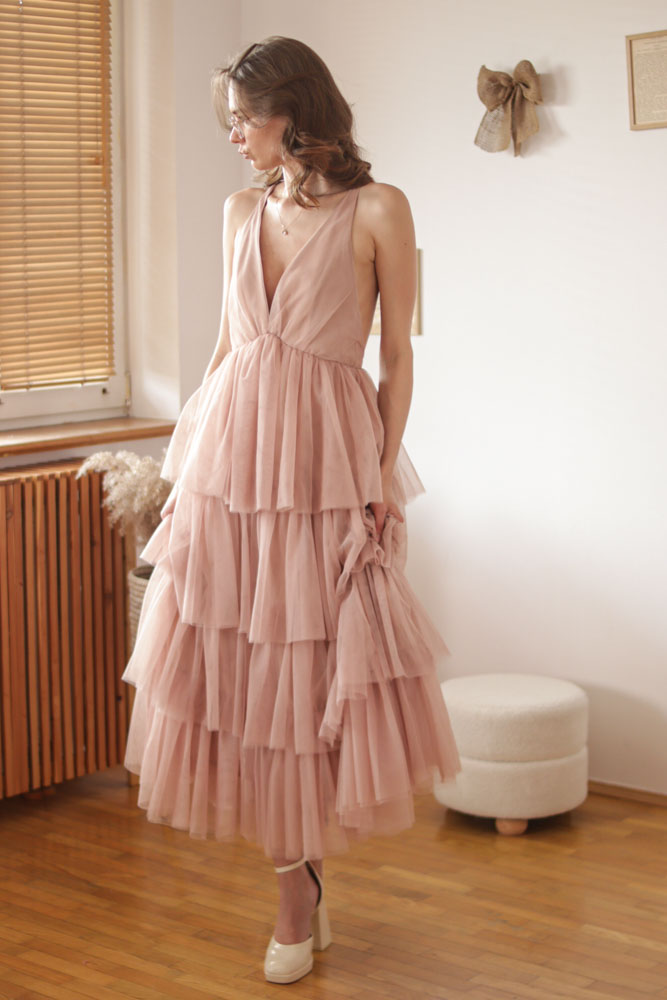 Aira - długa, tiulowa sukienka z głębokim dekoltem-25 Aira - długa, tiulowa sukienka z głębokim dekoltem