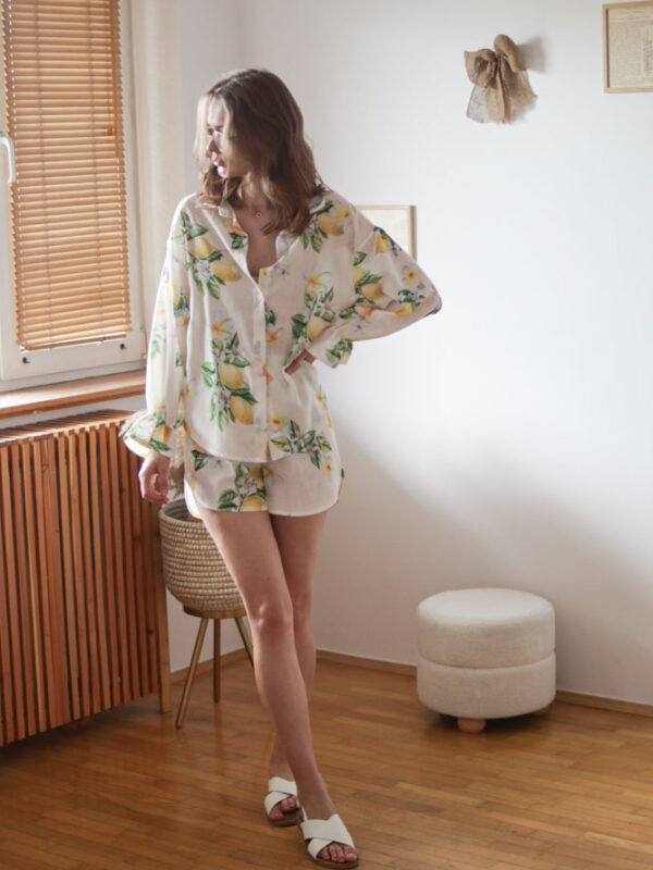 Cotinus - komplet o lnianej strukturze: koszula + szorty