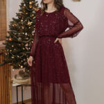 Carrichtera - tiulowa sukienka maxi z błyszczącymi elementami