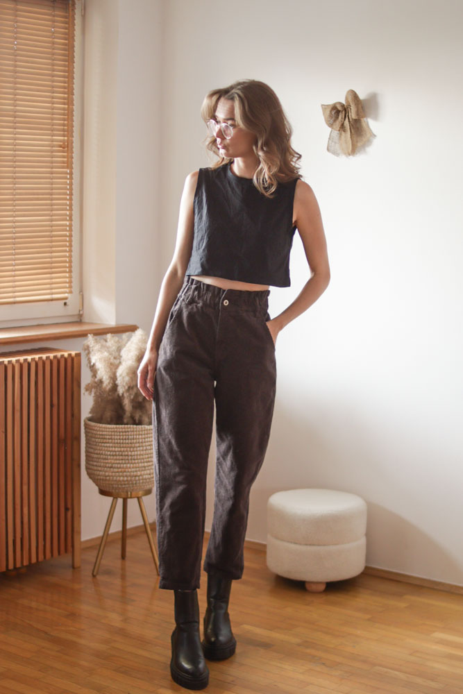 Ceterach - sztruksowe spodnie z wysokim stanem-02