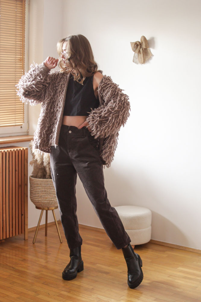 Ceterach - sztruksowe spodnie z wysokim stanem-08