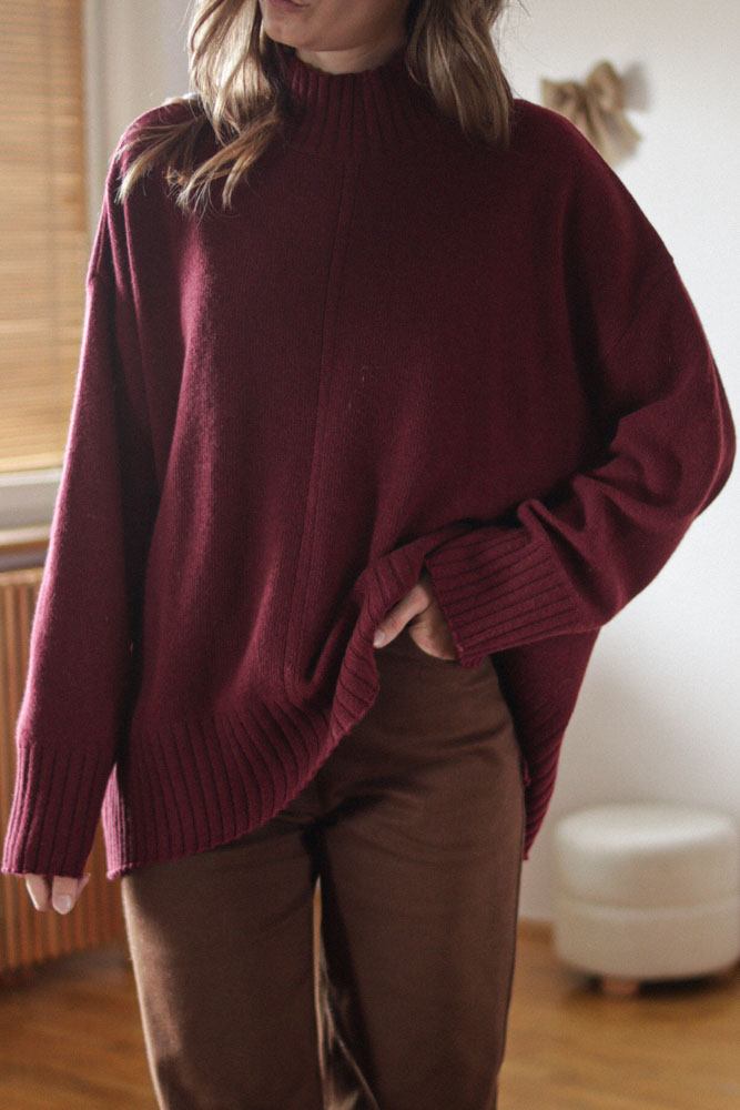 Campsis - oversizowy sweter z półgolfem (80% wełna)-10