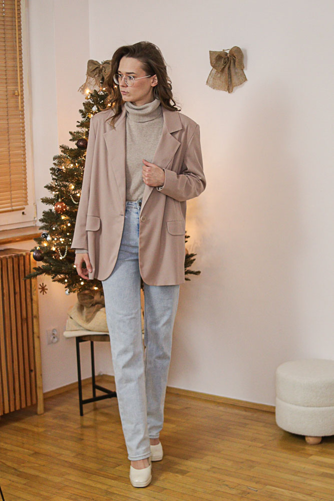 Calycanthus BEŻ - beżowa marynarka oversize