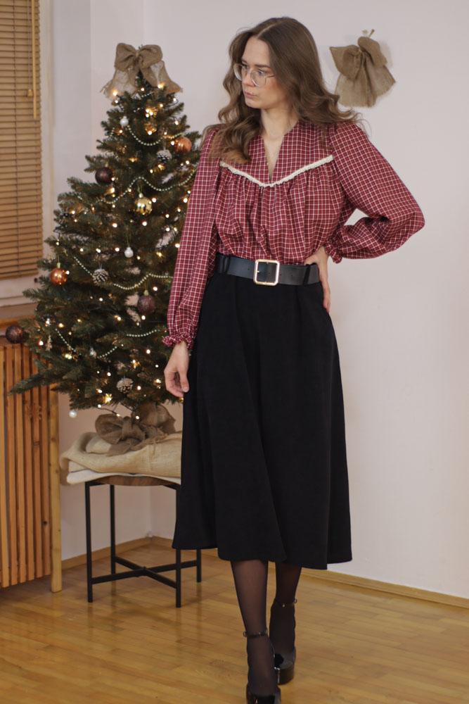 Aristolochia - sztruksowa spódnica midi z kieszeniami-10