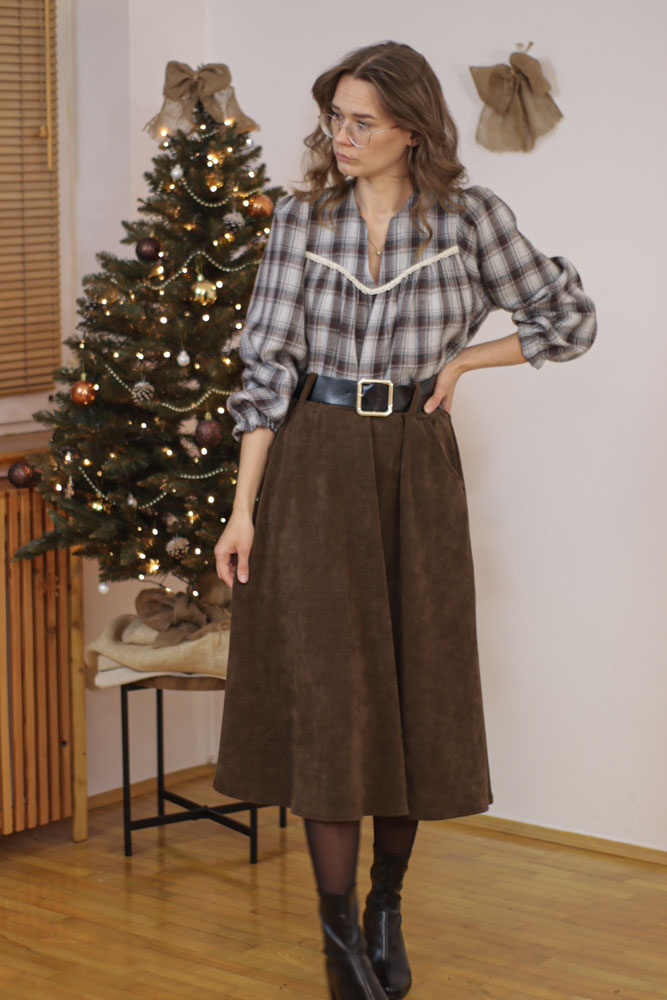 Aristolochia - sztruksowa spódnica midi z kieszeniami-20