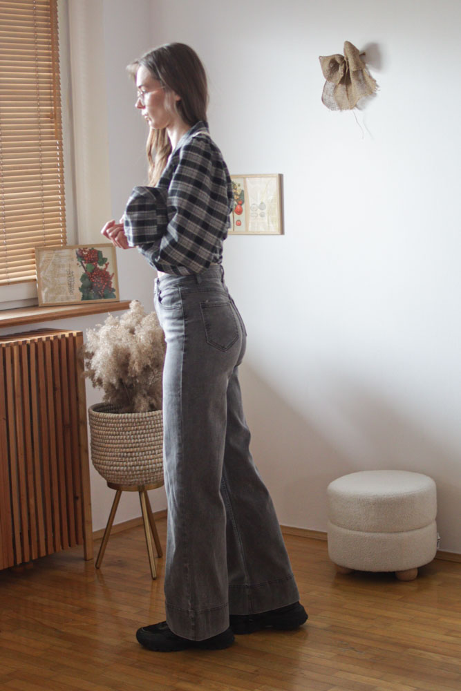 Amygdalus - długie, czarne jeansy z prostą nogawką i wysokim stanem -06