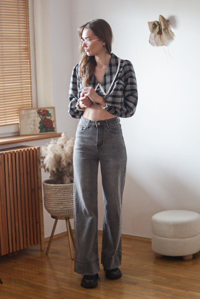 Amygdalus - długie, czarne jeansy z prostą nogawką i wysokim stanem -07