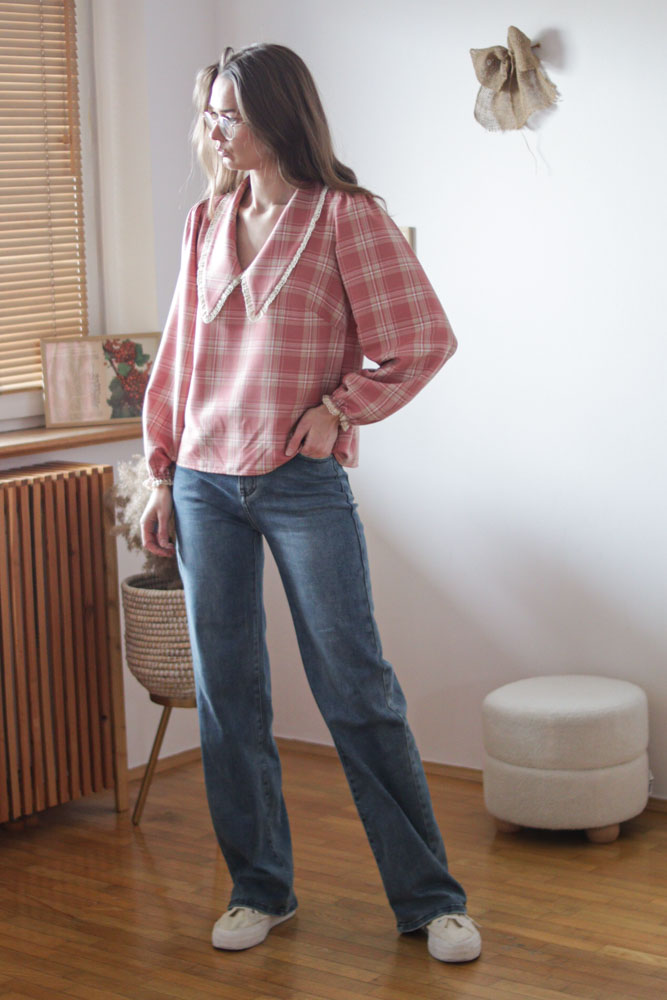 Ceiba PINK - wiskozowa (89%) bluzka z dużym kołnierzem-04