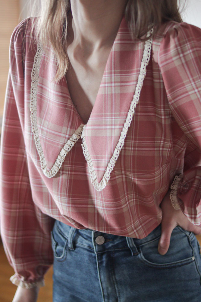 Ceiba PINK - wiskozowa (89%) bluzka z dużym kołnierzem-05