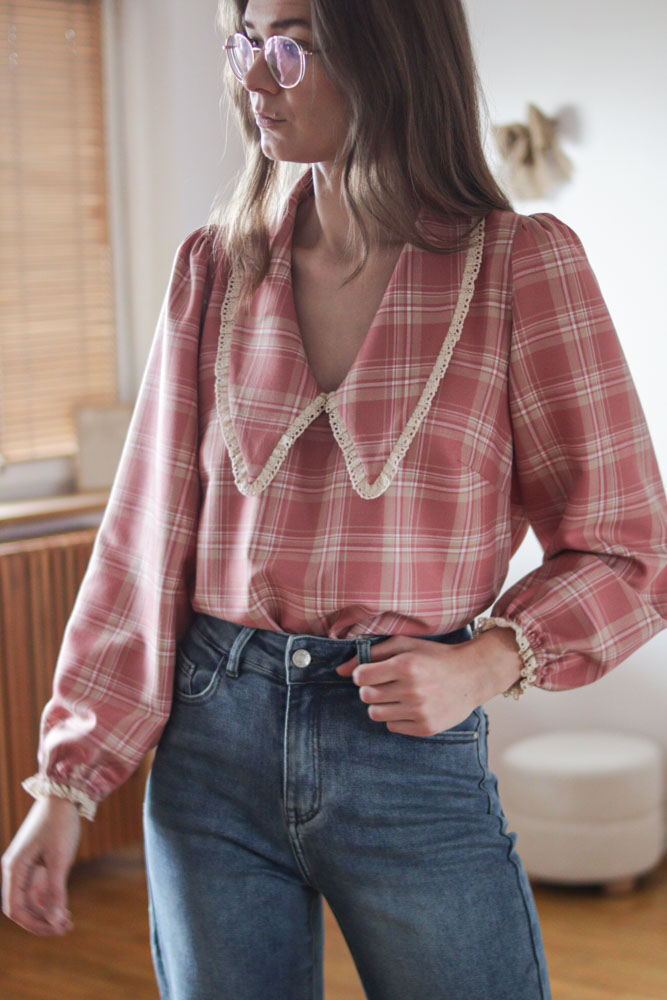 Ceiba PINK - wiskozowa (89%) bluzka z dużym kołnierzem-07