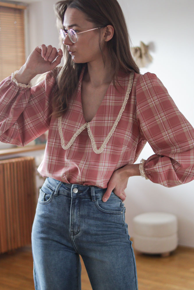 Ceiba PINK - wiskozowa (89%) bluzka z dużym kołnierzem-08