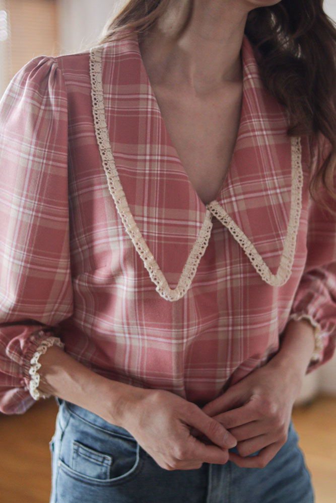 Ceiba PINK - wiskozowa (89%) bluzka z dużym kołnierzem-10