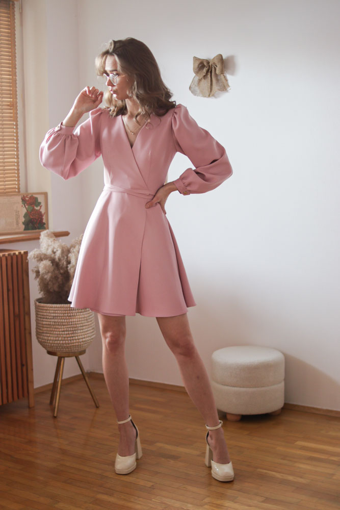 Protea - rozkloszowana sukienka na zakładkę-02